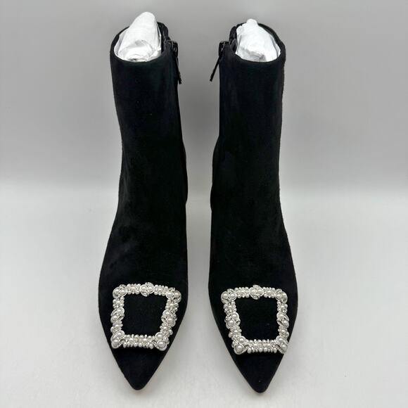 Sam Edelman Womens Ulissa Luster Ankle Bootie US 7.5 Black Suede Rhinestone NWOB - Picture 7 of 14